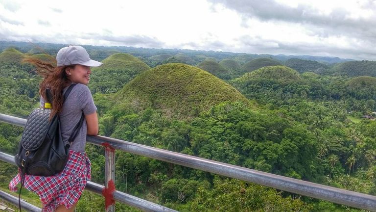 overlooking the chocolate hills from the viewing deck
