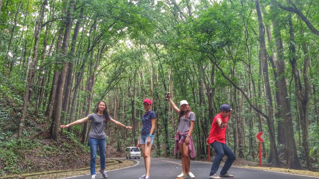 group shot with my friends in the man-made forest