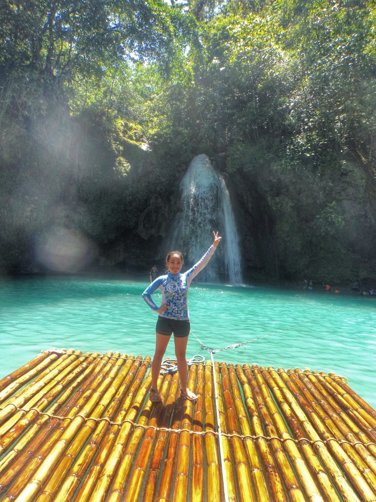 tourist shot while on the bamboo raft
