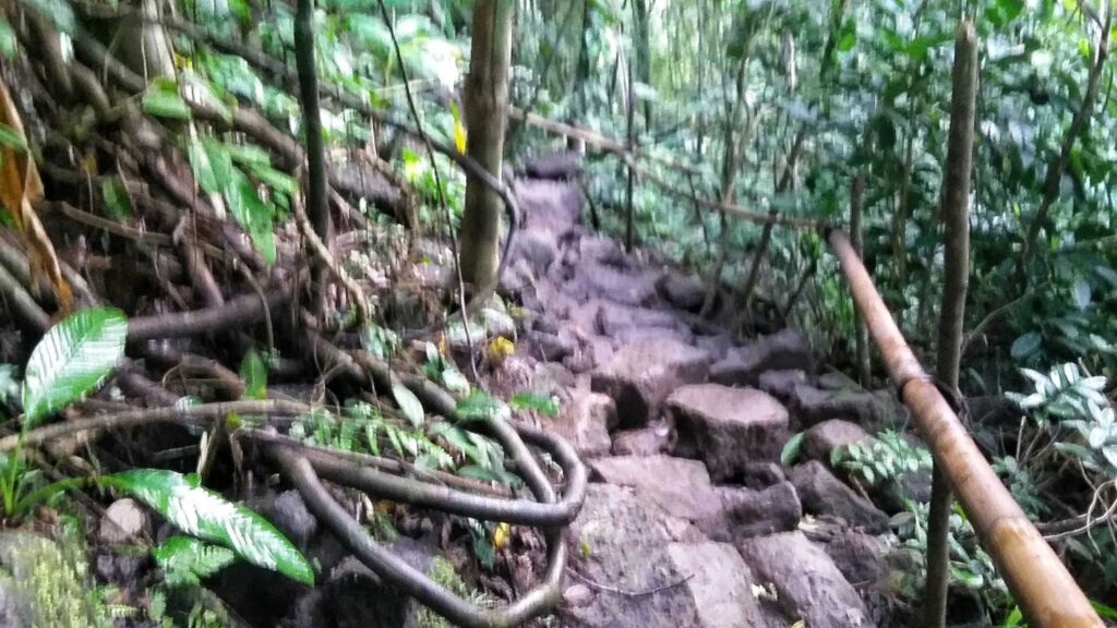 Man-made rocky trail to Hulugan falls